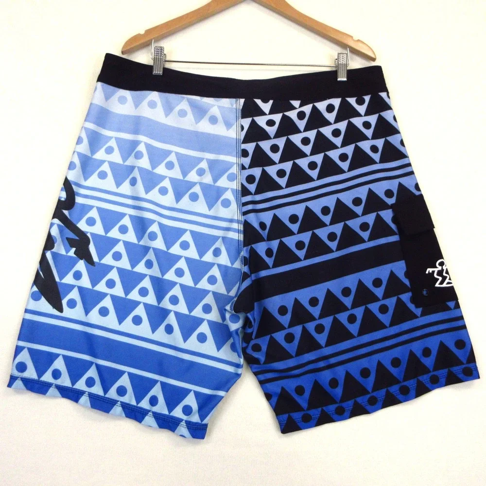 DaHui Board‎ Shorts Mens 38 Blue Black Geometric Print Surf Swim